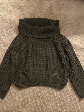 moon & madison Olive Knit Fold-Over Turtleneck Sweater